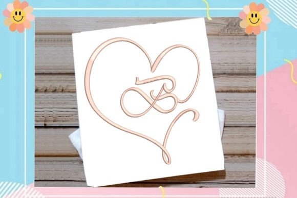 B Beautiful Heart Monogram Letter Review for Business Embroidery