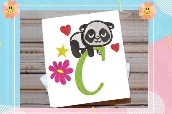 Cute Panda Monogram C Letter: A Playful Embroidery Design for Etsy Sellers