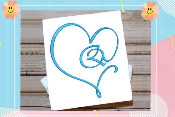 Q Beautiful Heart Monogram Letter – A Touch of Romance for Personalized Embroidery