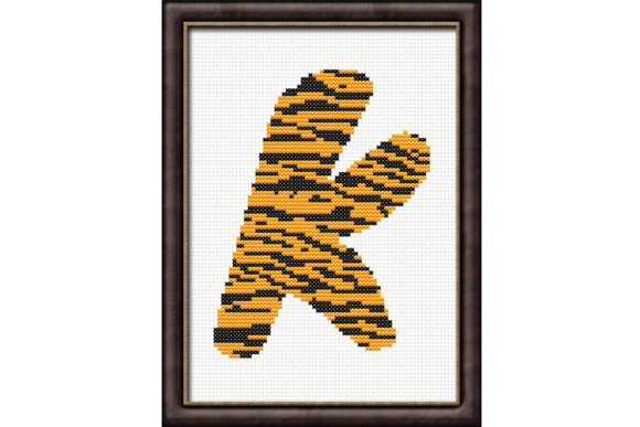 Tiger Print K Monogram Cross Stitch: A Versatile Design for Etsy Sellers